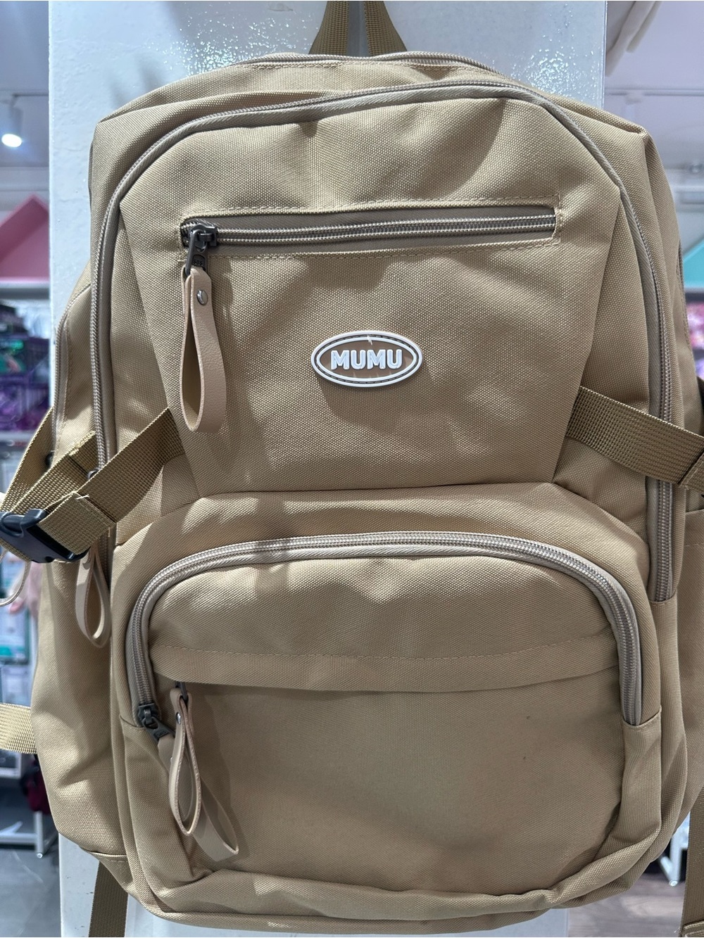 Show Me Your MuMu Tan Canvas Backpack with Front Pockets